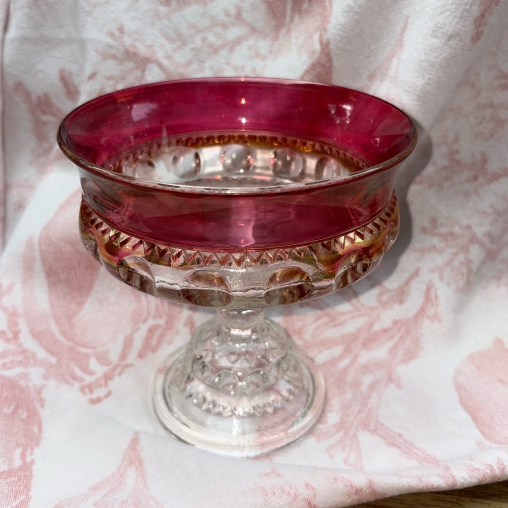 Indiana Glass Kings Crown Ruby Glass Compote Dish